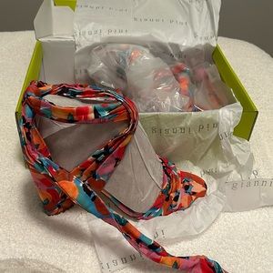 Floral ankle wrap heel